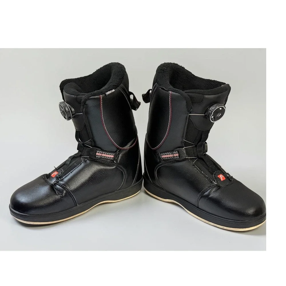 Head JR BOA Snowboard Boots Black Red Contrast Stitching US Women 6-7 EU 38-39.5